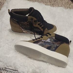 Stylish Black and Olive High-Top Sneakers